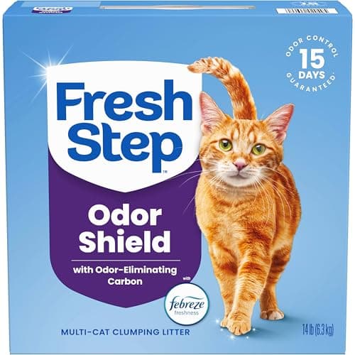 Fresh Step Odor Shield Multi-Cat Clumping Cat Litter with Febreze Freshness, Low Dust, 14 lb